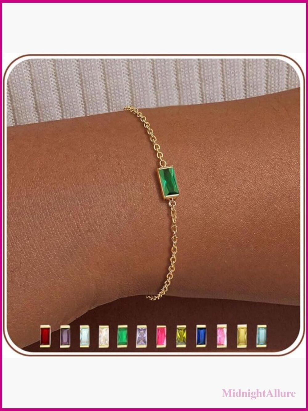Dainty Birthstone Bracelet Adjustable Gold Plated Stackable Jewelry